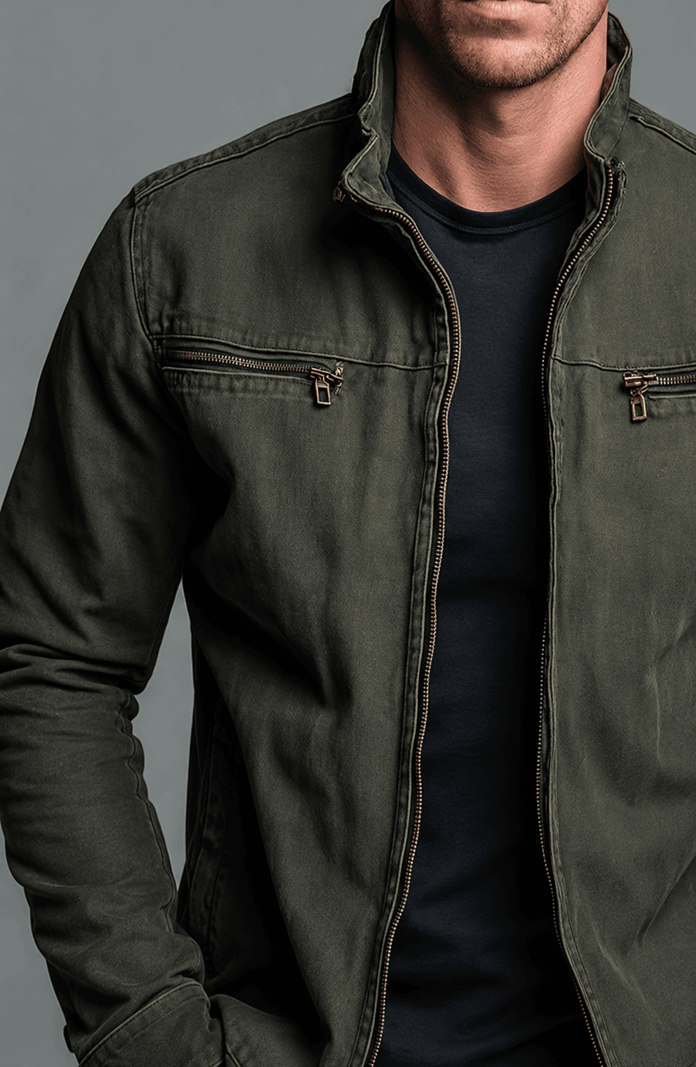 Dario | Chaqueta vintage de algodón con cremallera