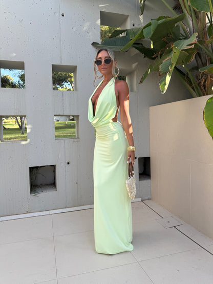 Vestido Riviera Plunge Maxi en Verde Menta