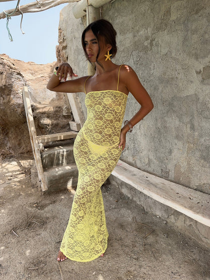 Vestido Sorrento Lace en Amarillo Limón