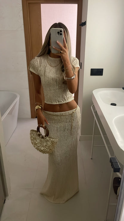 Falda Palma Maxi en Marfil