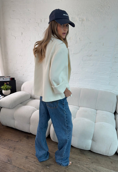 Blazer Oversize Boxy Tailored en Tono Cream