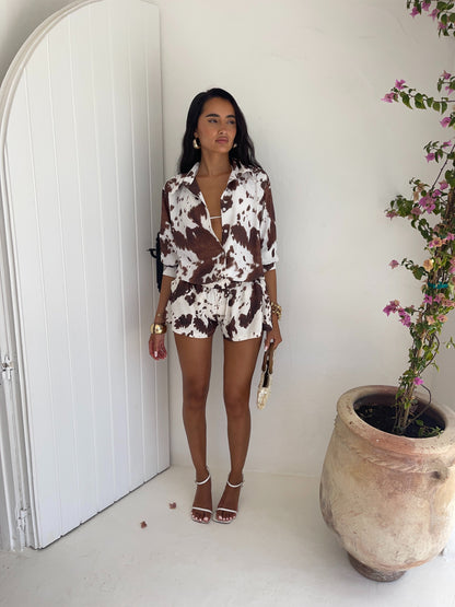 Conjunto de Shorts Texas Cow Print