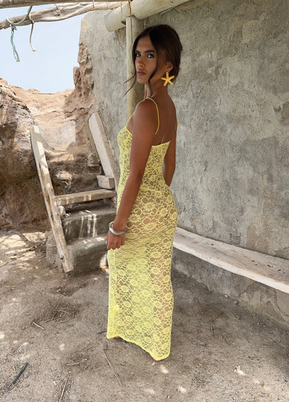 Vestido Sorrento Lace en Amarillo Limón