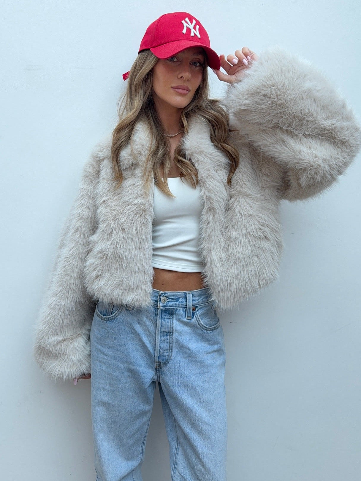 Chaqueta Faux Fur Luxe en Tono Arena