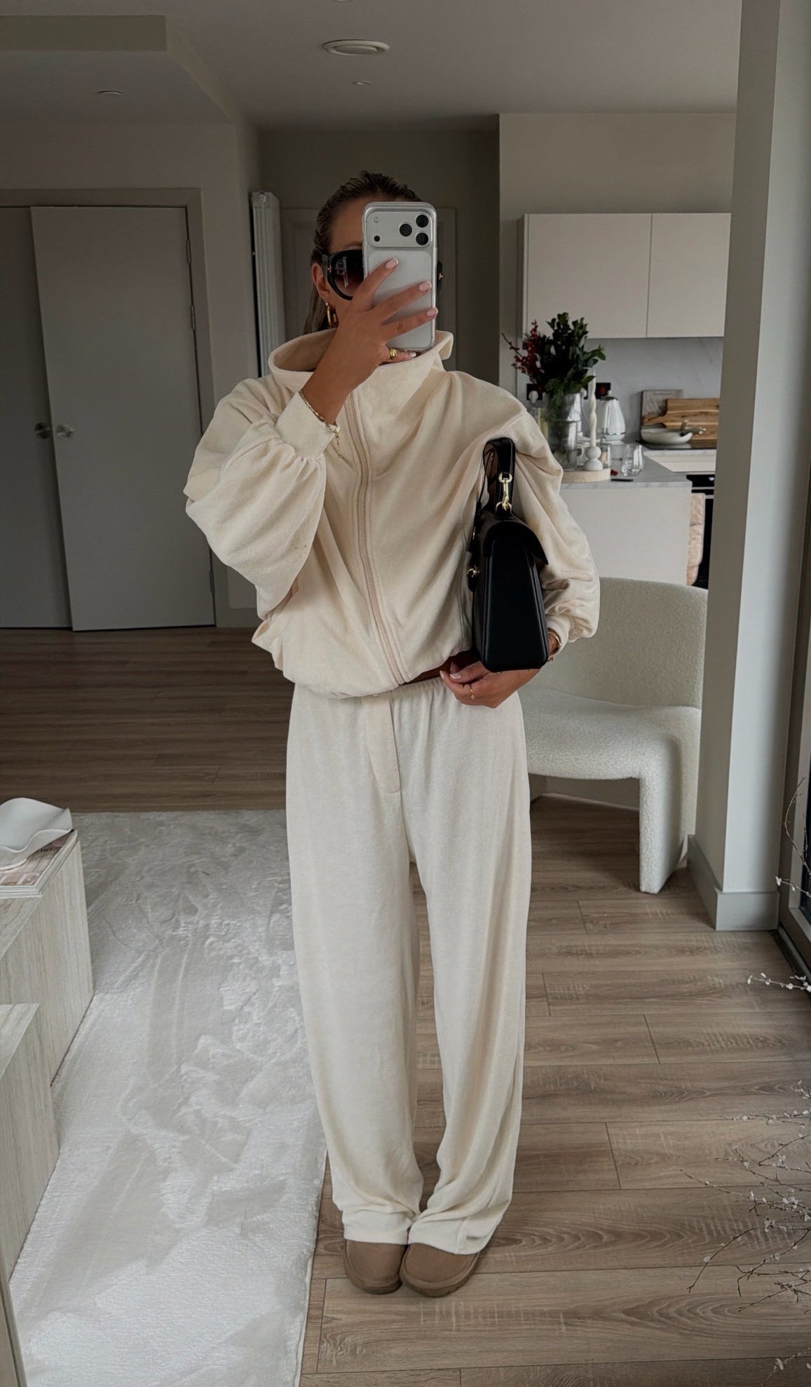 Pantalón Loungewear Towelling en Crema