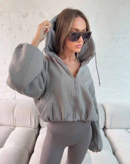 Sudadera Balloon Sleeve en Gris Perla