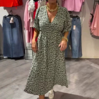 Vestido de mujer con cuello en V y estampado