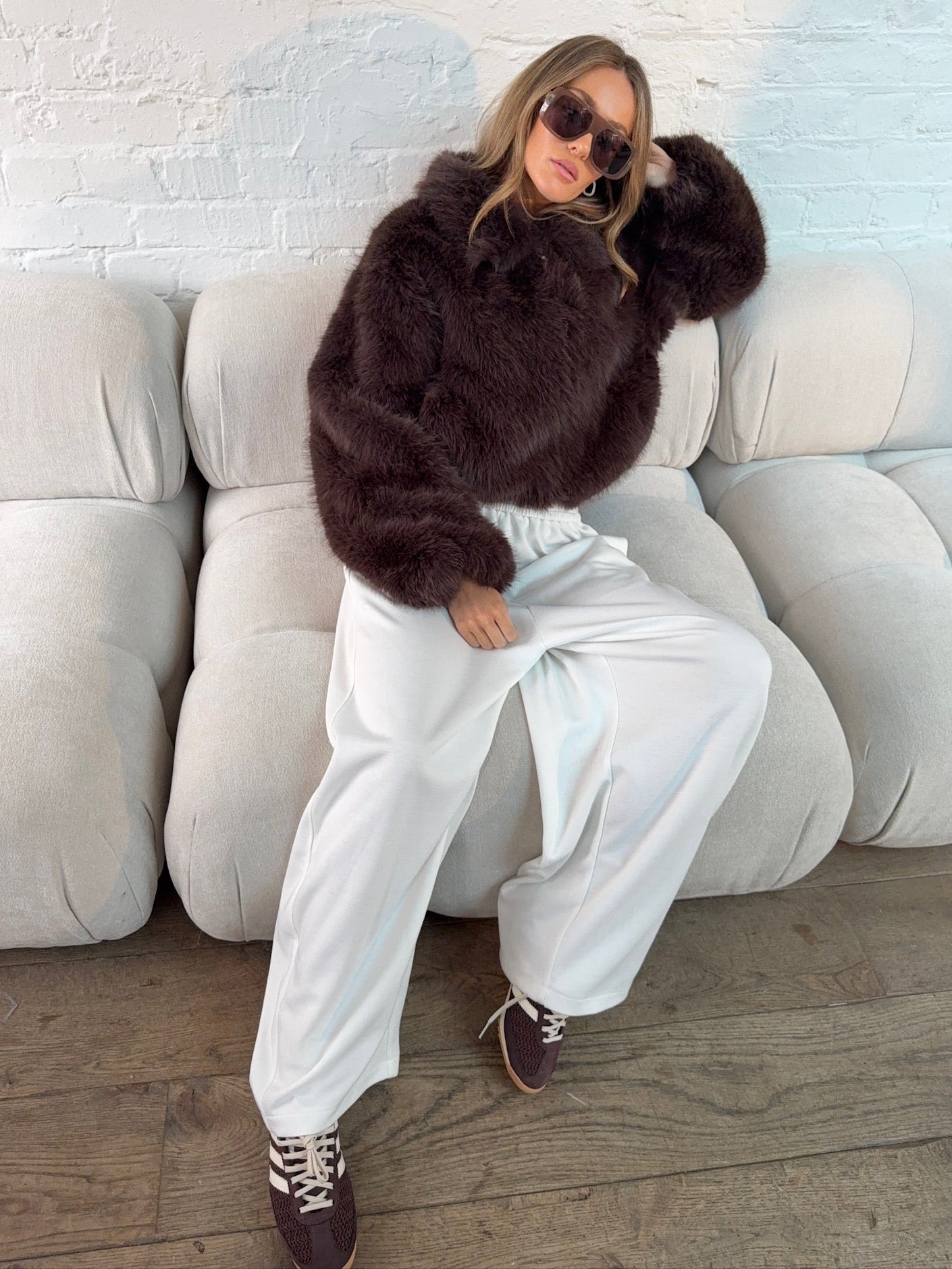 Chaqueta Faux Fur Luxe en Marrón Chocolate