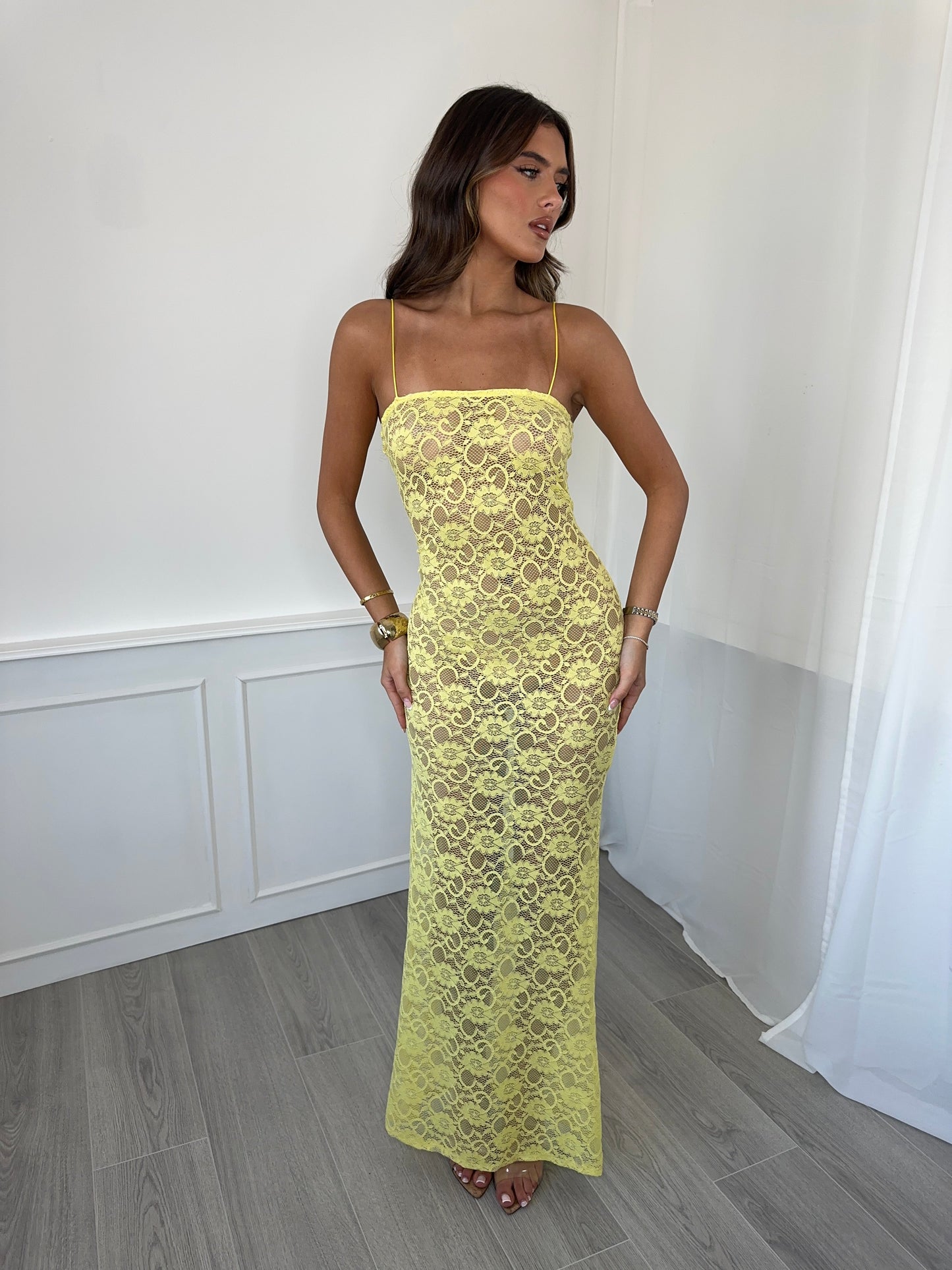 Vestido Sorrento Lace en Amarillo Limón