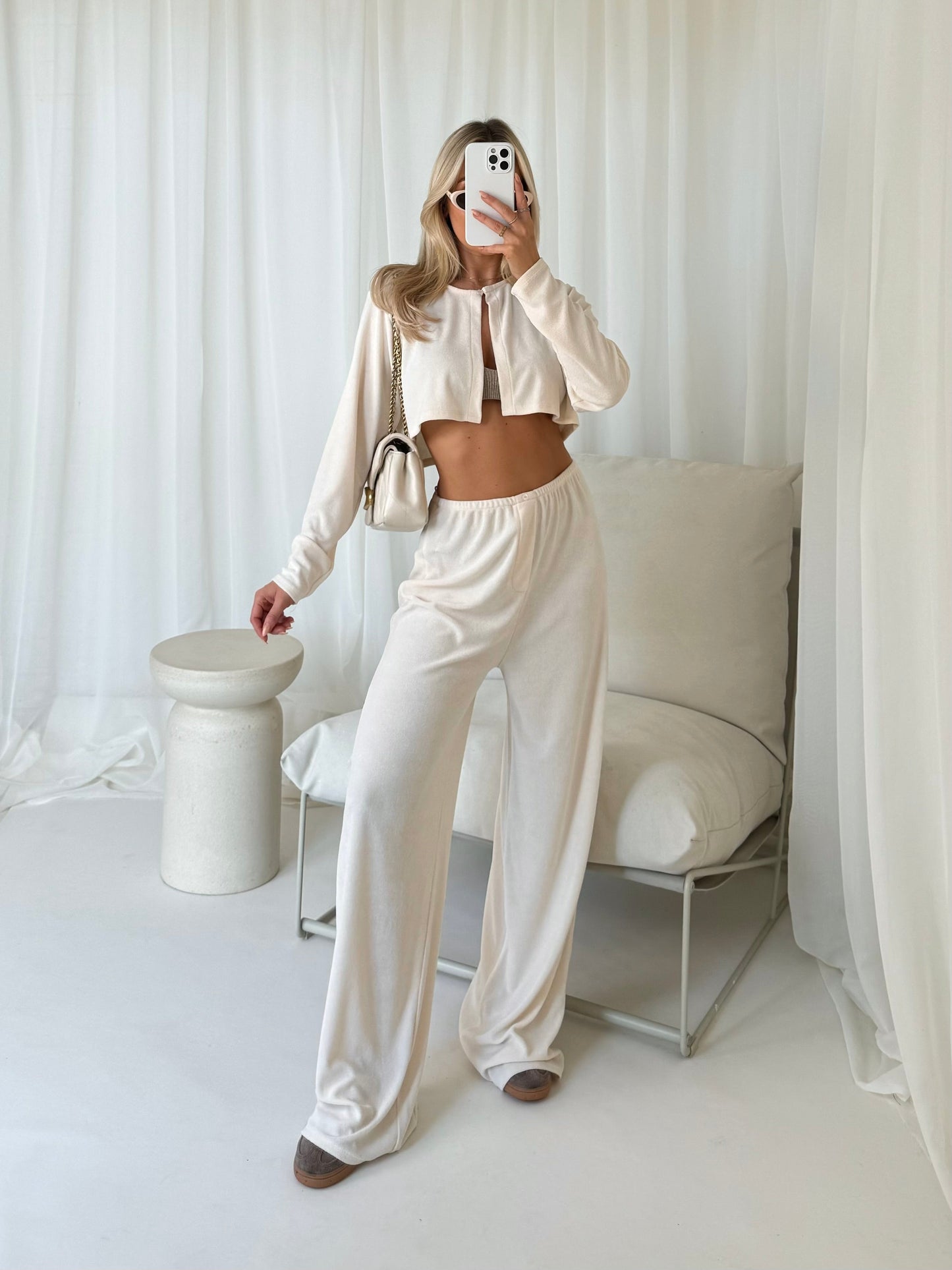 Pantalón Loungewear Towelling en Crema