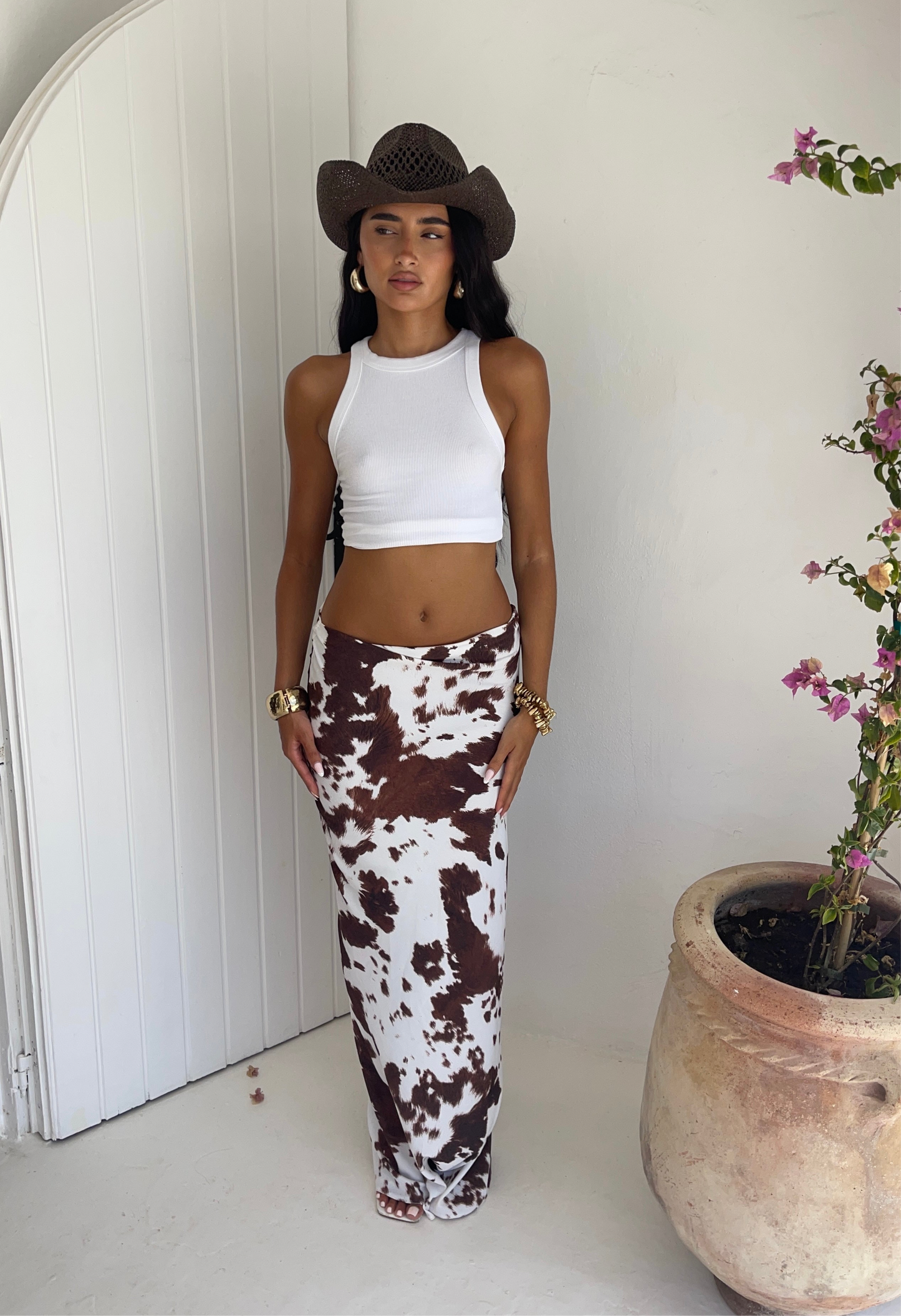 Falda Maxi Marina Texas Cow Print