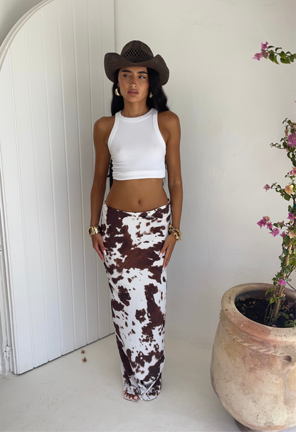Falda Maxi Marina Texas Cow Print