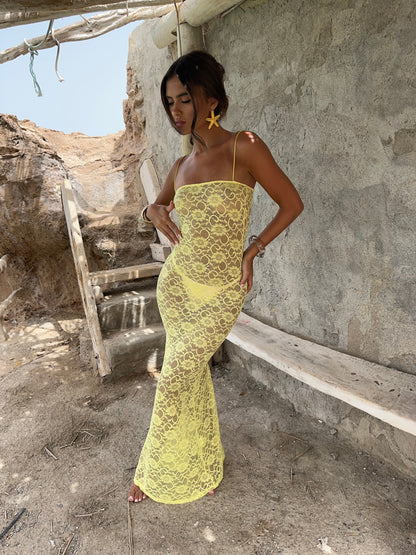 Vestido Sorrento Lace en Amarillo Limón