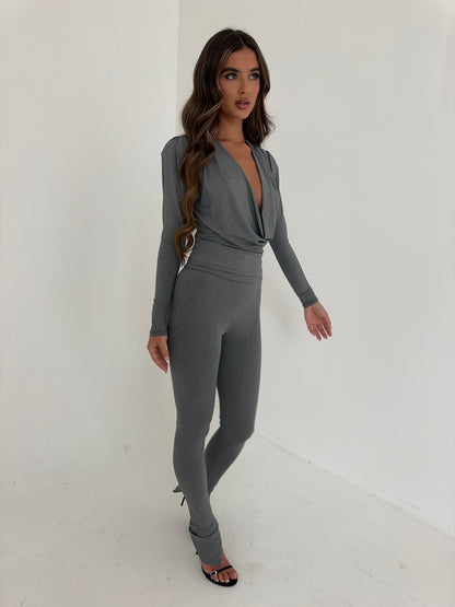 Leggings Jolie Split Hem en Gris Perla