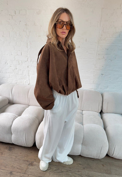 Chaqueta Oversize Suede Touch en Chocolate