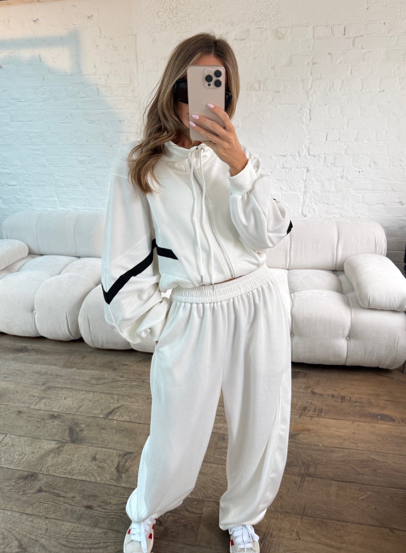 Chaqueta Funnel Neck Contrast en Blanco