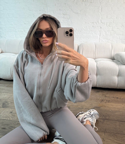 Sudadera Balloon Sleeve en Gris Perla