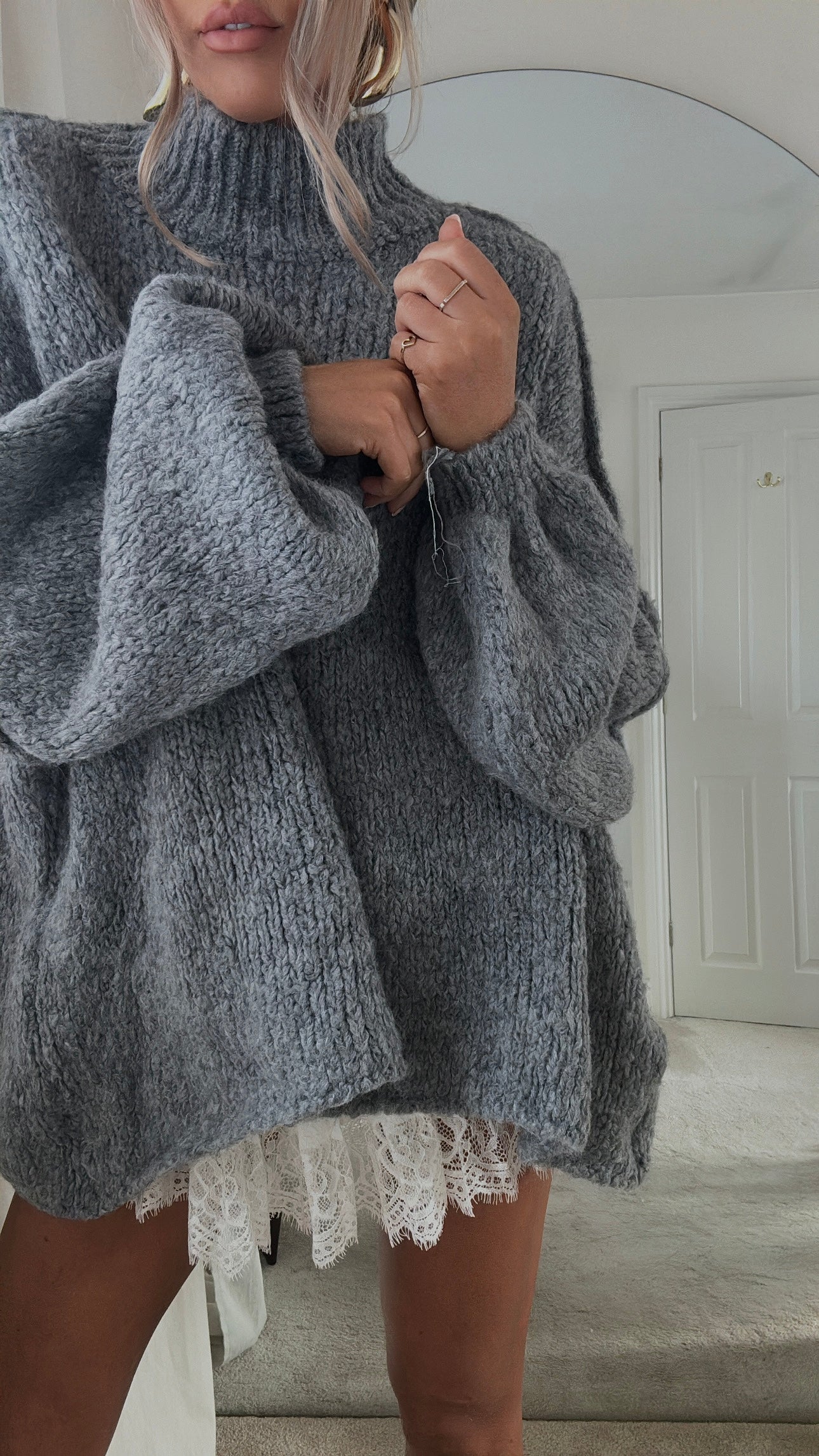 Jersey Oversized Knit en Gris Antracita
