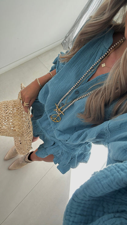 Conjunto Riviera Frill en Azul Océano