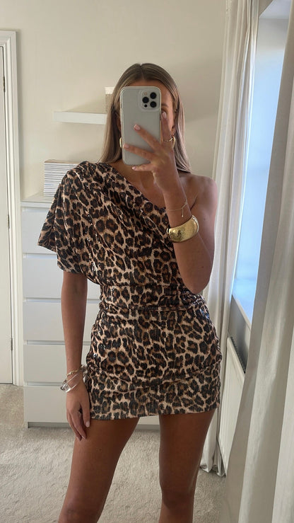 Vestido Vivi Sequin Leopard Noir