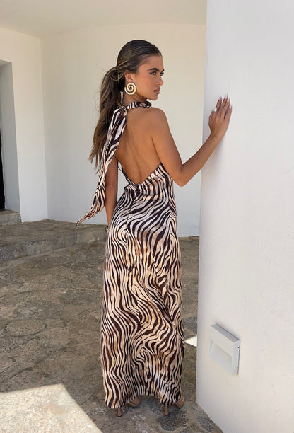 Vestido Cavalli Halter Maxi en Tono Desert