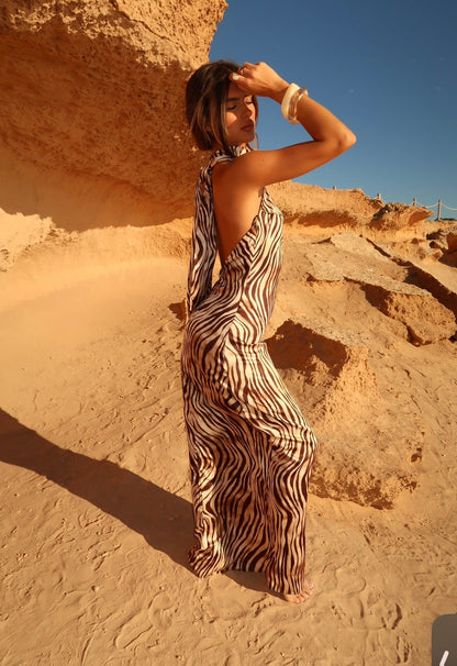 Vestido Cavalli Halter Maxi en Tono Desert