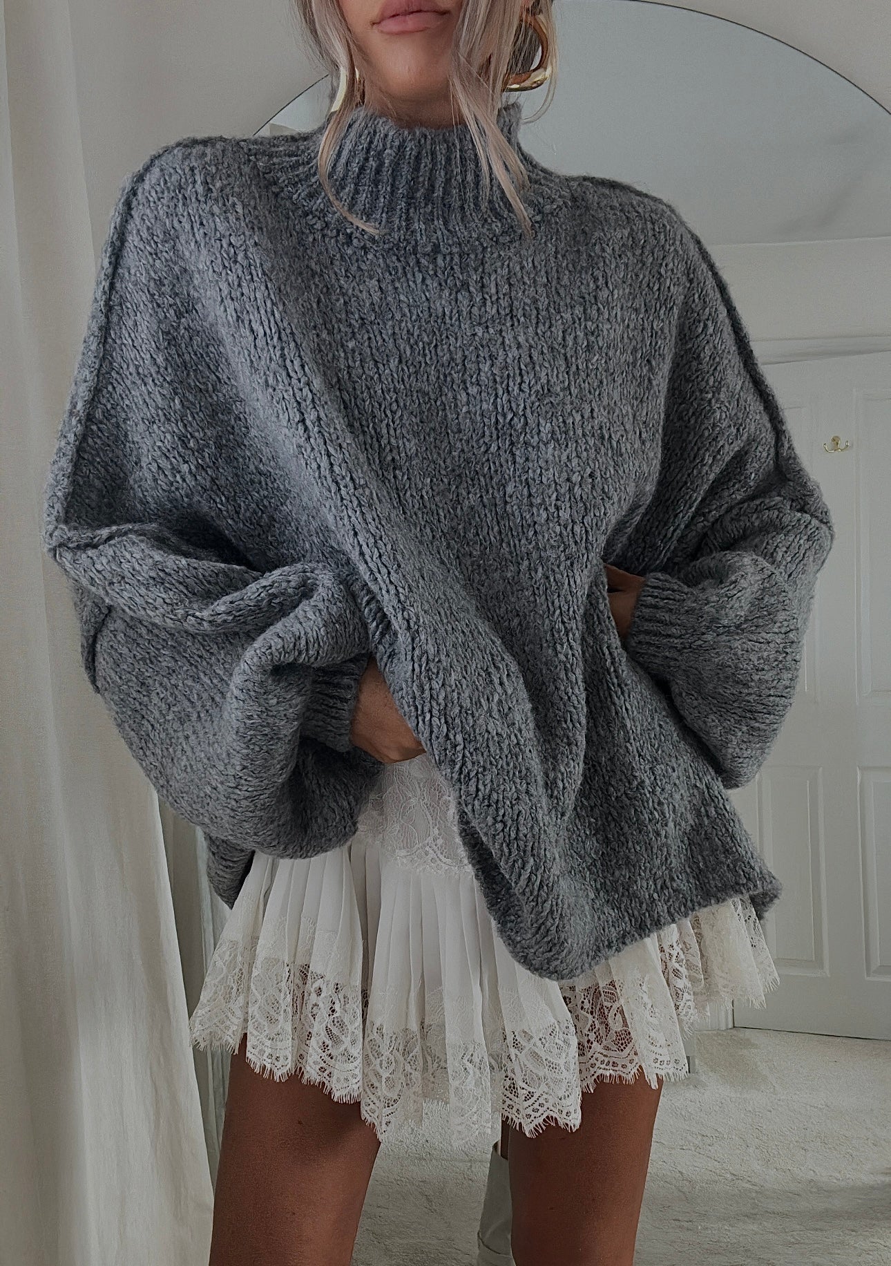 Jersey Oversized Knit en Gris Antracita