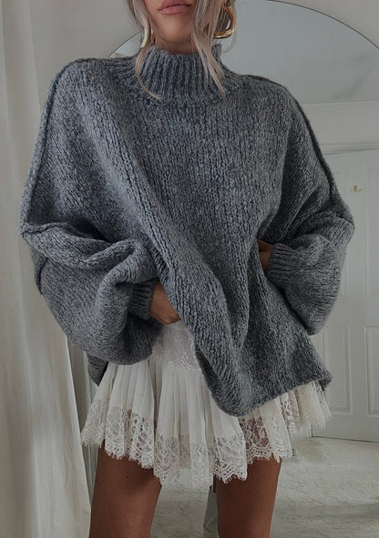 Jersey Oversized Knit en Gris Antracita