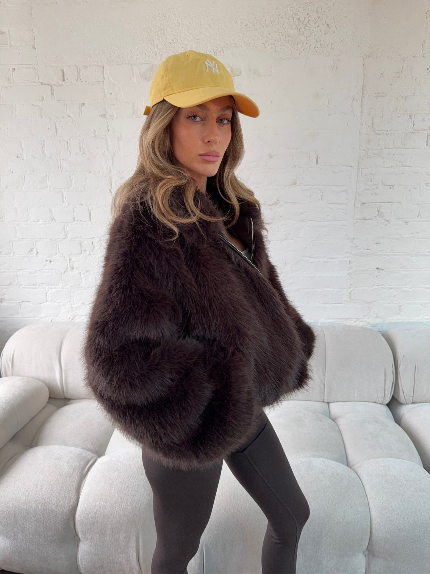 Chaqueta Faux Fur Luxe en Marrón Chocolate