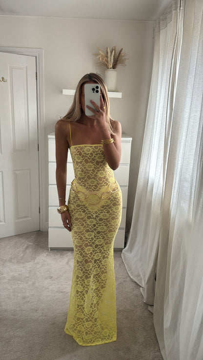 Vestido Sorrento Lace en Amarillo Limón