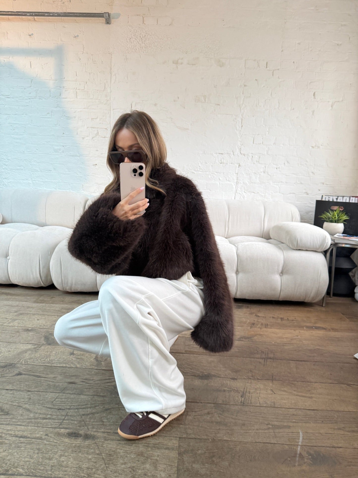 Chaqueta Faux Fur Luxe en Marrón Chocolate