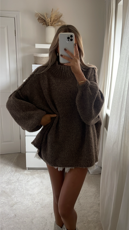 Jersey Oversize Knit en Marrón Chocolate