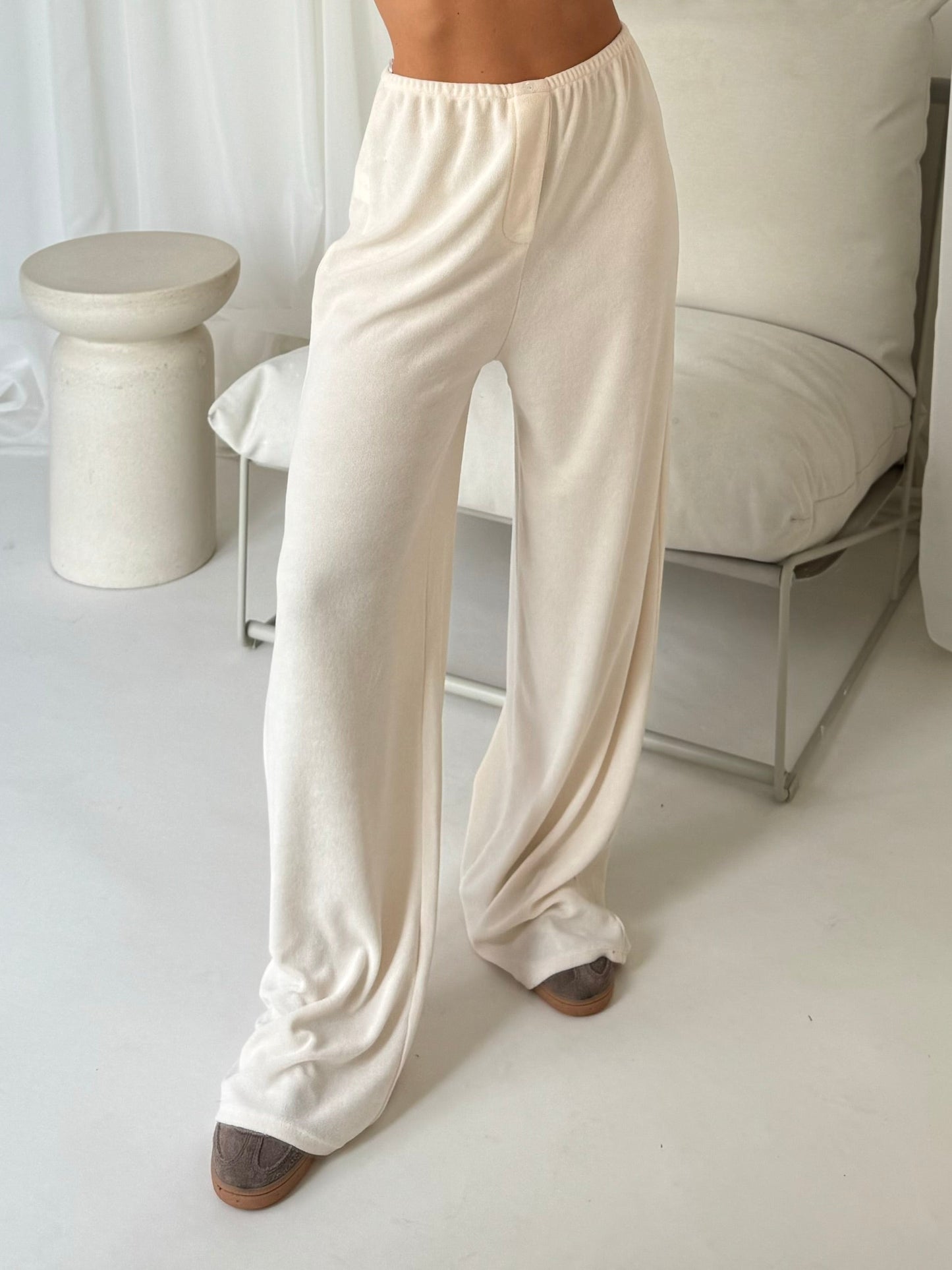 Pantalón Loungewear Towelling en Crema