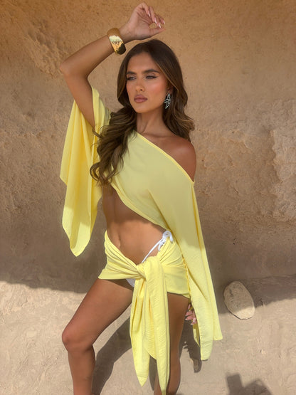 Conjunto Cleo Sarong en Amarillo Limón