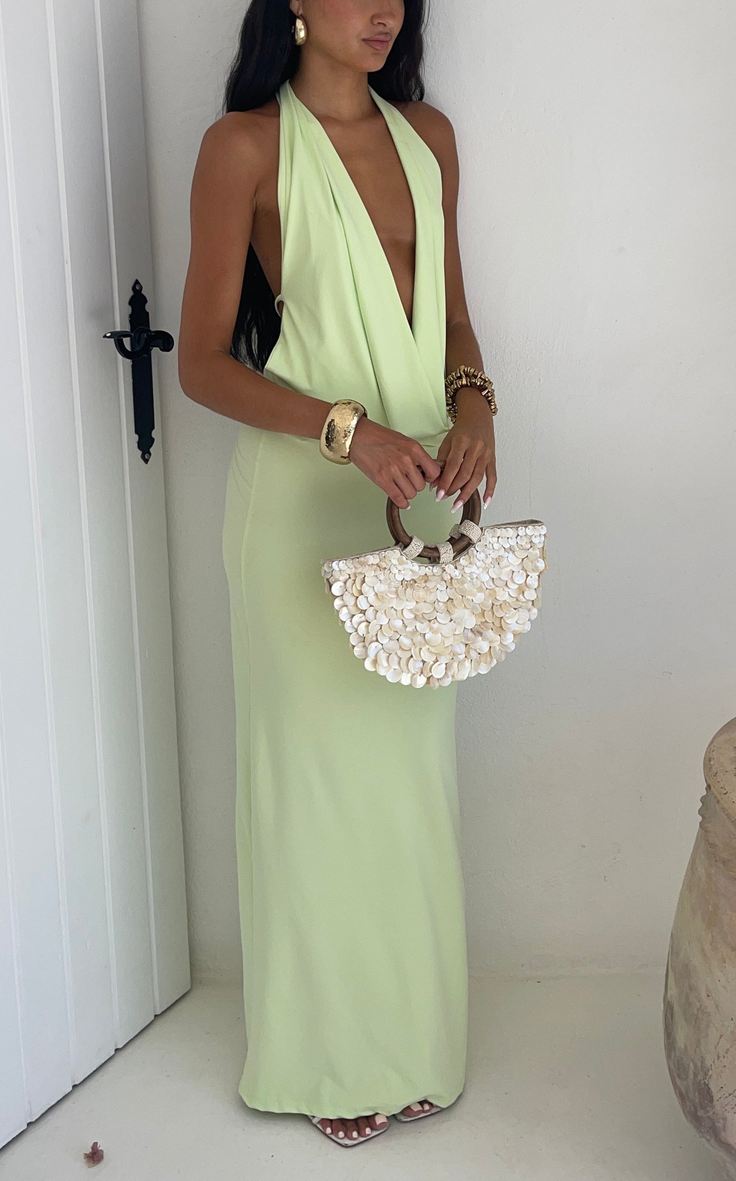 Vestido Riviera Plunge Maxi en Verde Menta