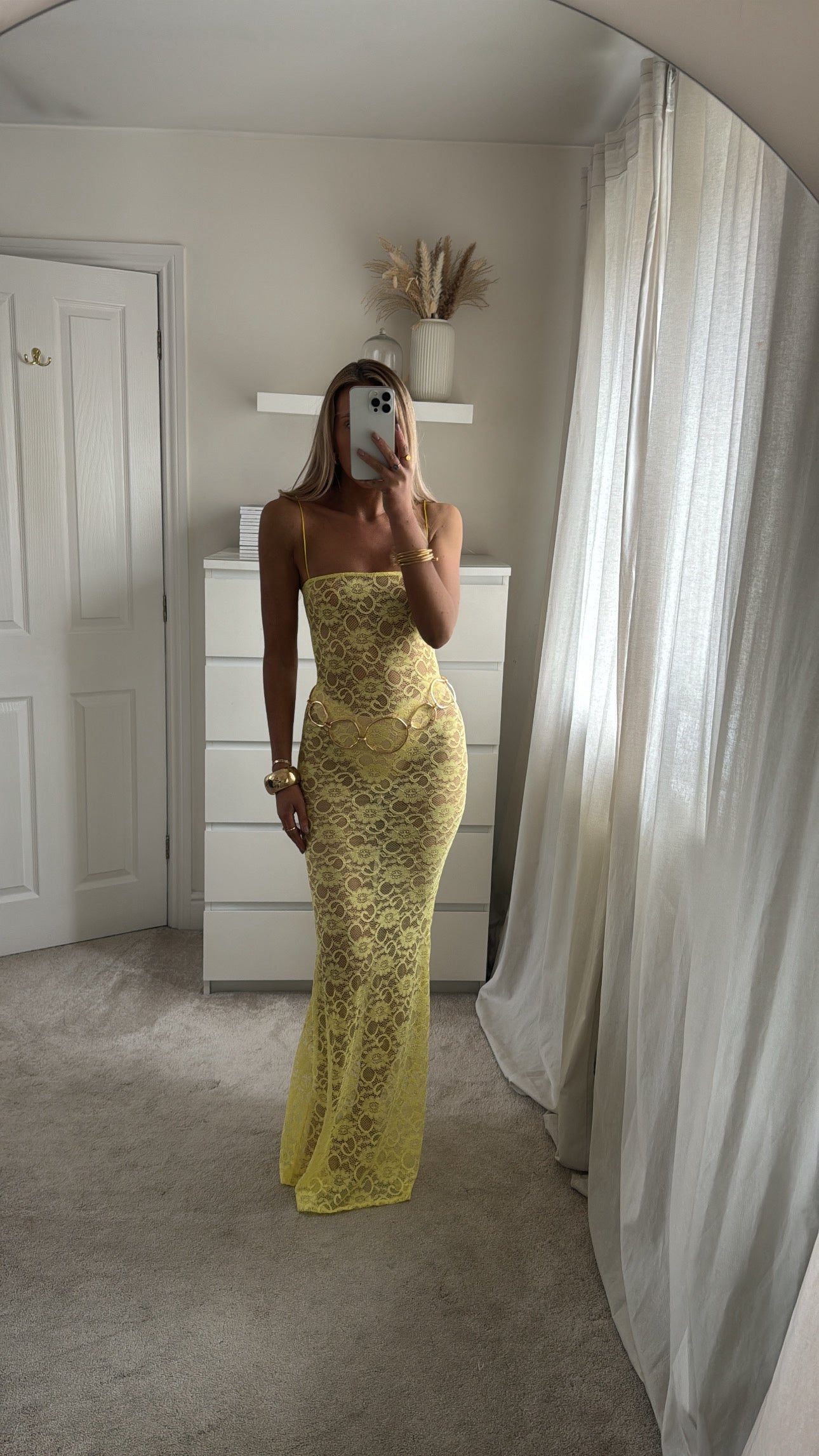 Vestido Sorrento Lace en Amarillo Limón