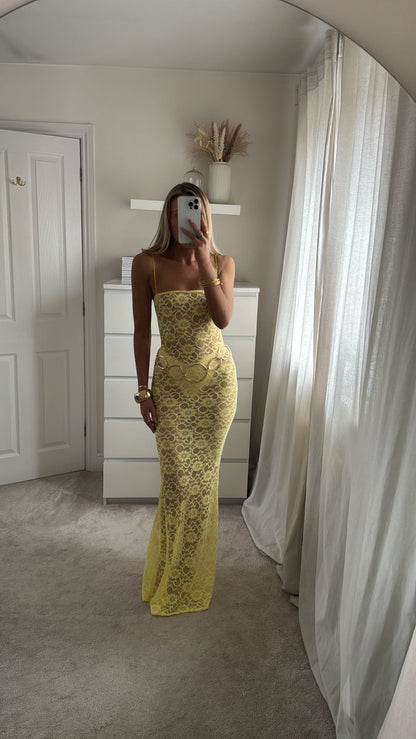 Vestido Sorrento Lace en Amarillo Limón