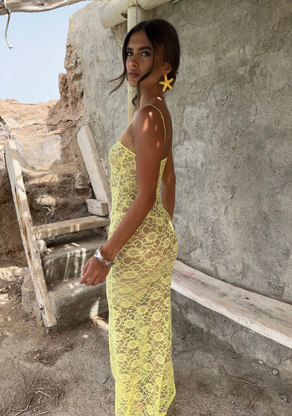 Vestido Sorrento Lace en Amarillo Limón