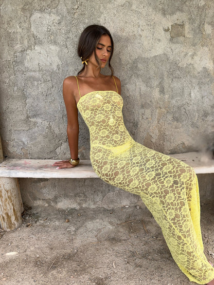 Vestido Sorrento Lace en Amarillo Limón