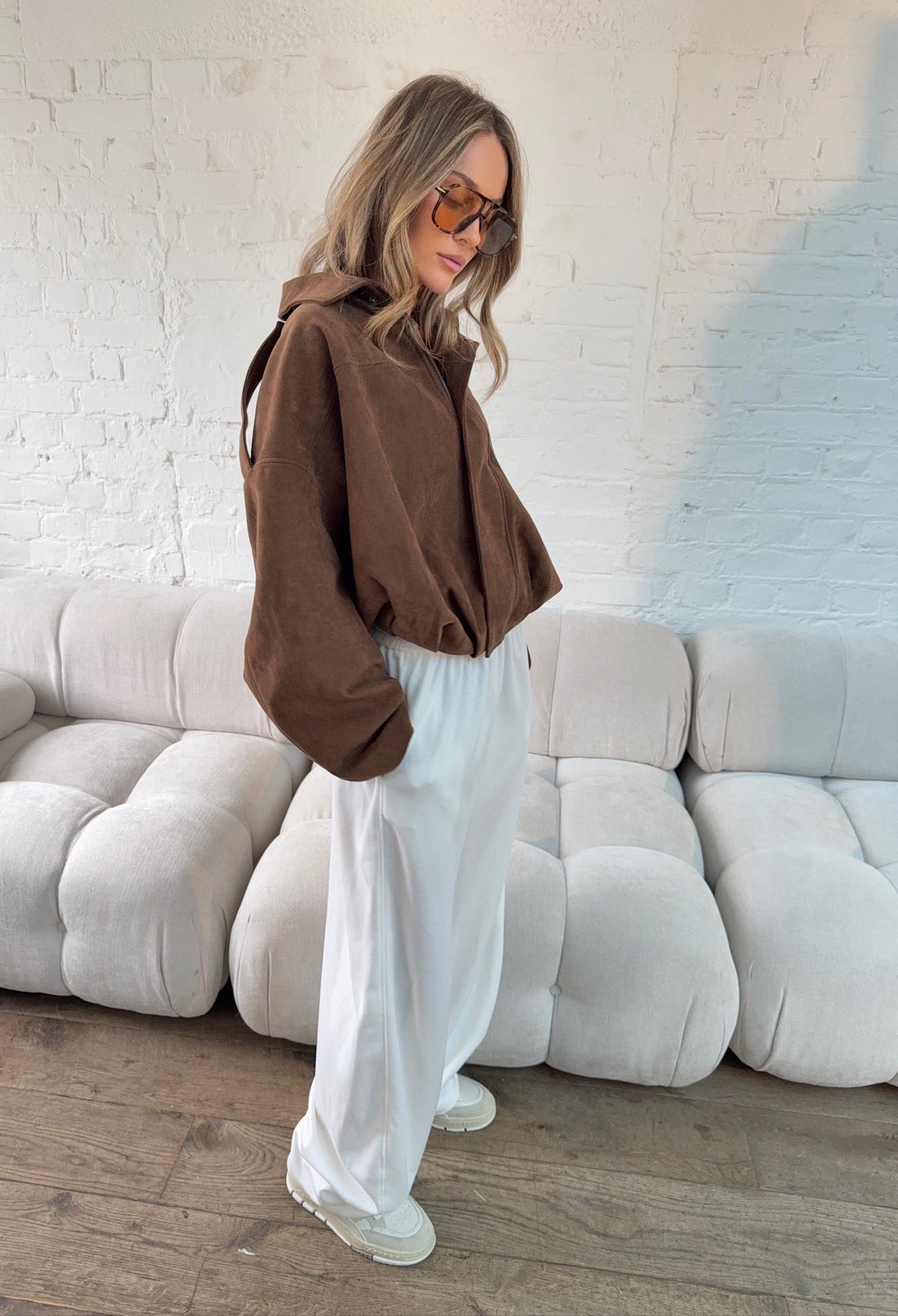 Chaqueta Oversize Suede Touch en Chocolate