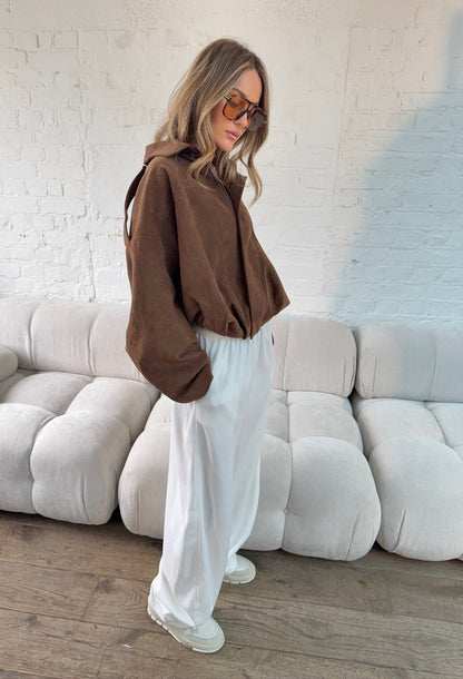 Chaqueta Oversize Suede Touch en Chocolate