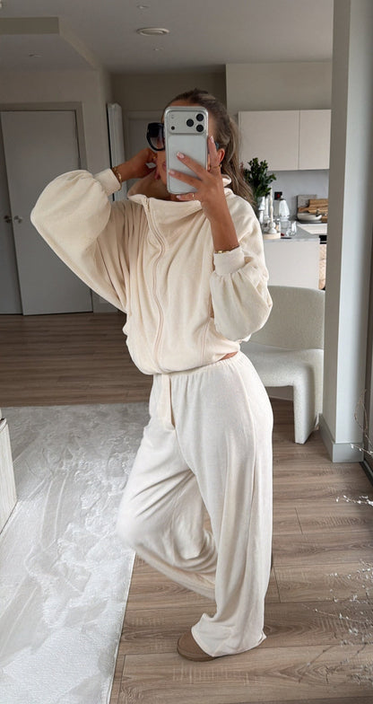 Pantalón Loungewear Towelling en Crema