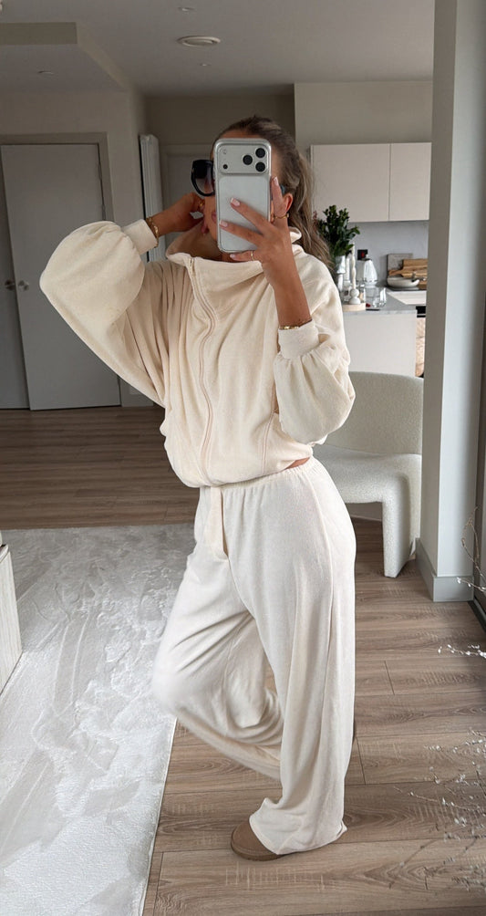 Pantalón Loungewear Towelling en Crema