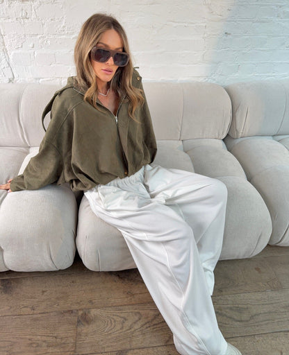 Chaqueta Oversize Suede Touch en Khaki