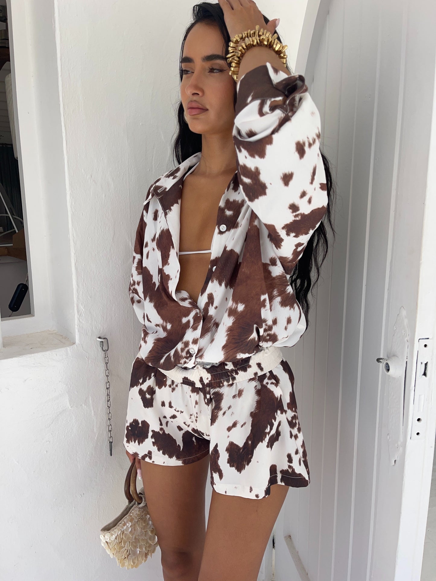 Conjunto de Shorts Texas Cow Print