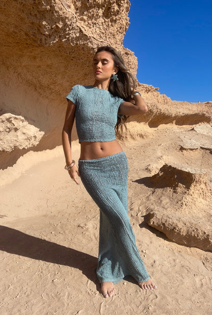 Falda Palma Maxi en Verde Salvia