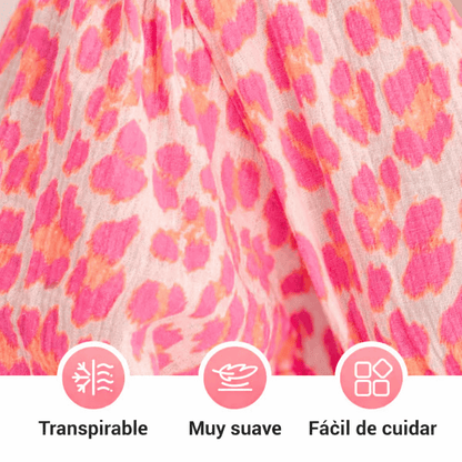 Vestido de mujer con cuello en V y estampado