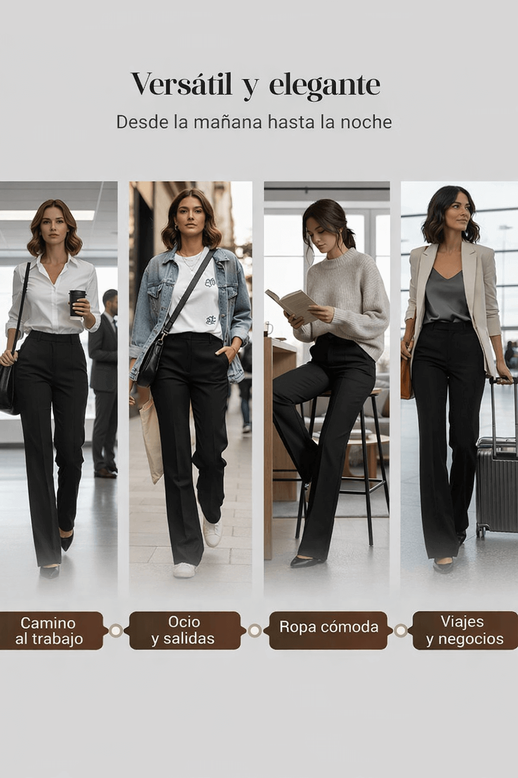 Pantalones de traje de mujer con cintura alta