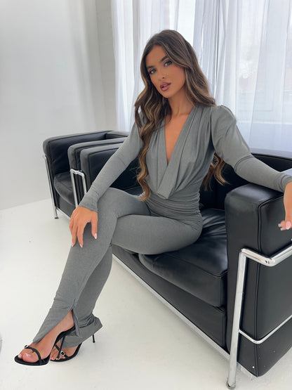 Leggings Jolie Split Hem en Gris Perla