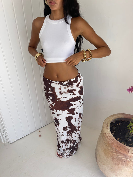 Falda Maxi Marina Texas Cow Print